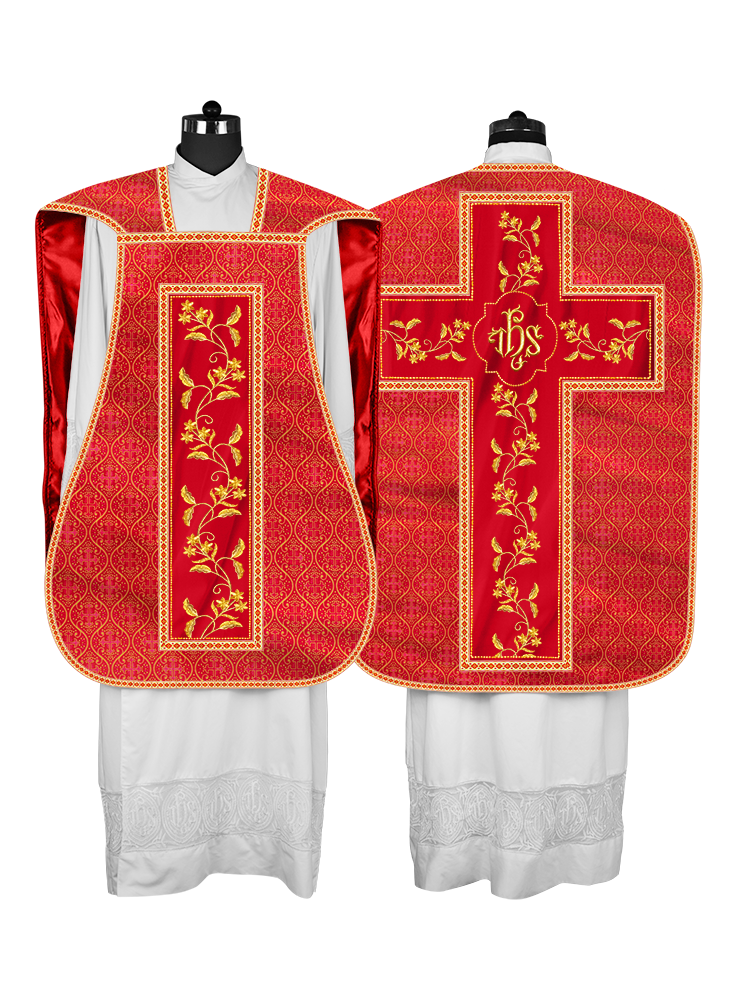 Roman Chasuble vestment with Floral Design and Trims