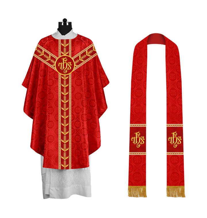 Embroidered Gothic Chasuble with Intricate Liturgical Detailing