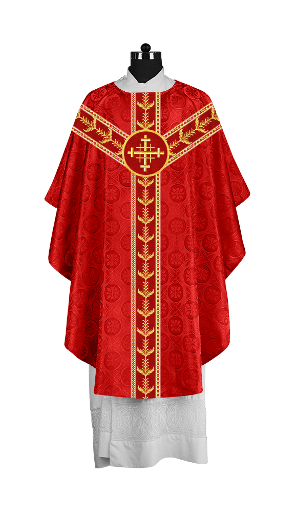 Embroidered Gothic Chasuble with Intricate Liturgical Detailing