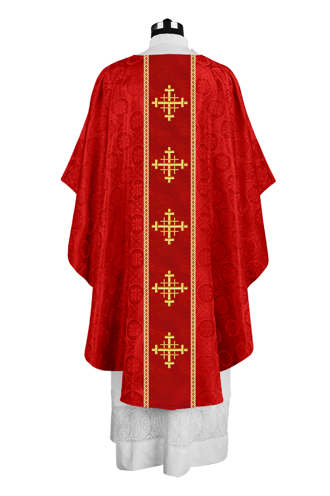 Liturgical Gothic Chasuble with Embroidered Cross Motif