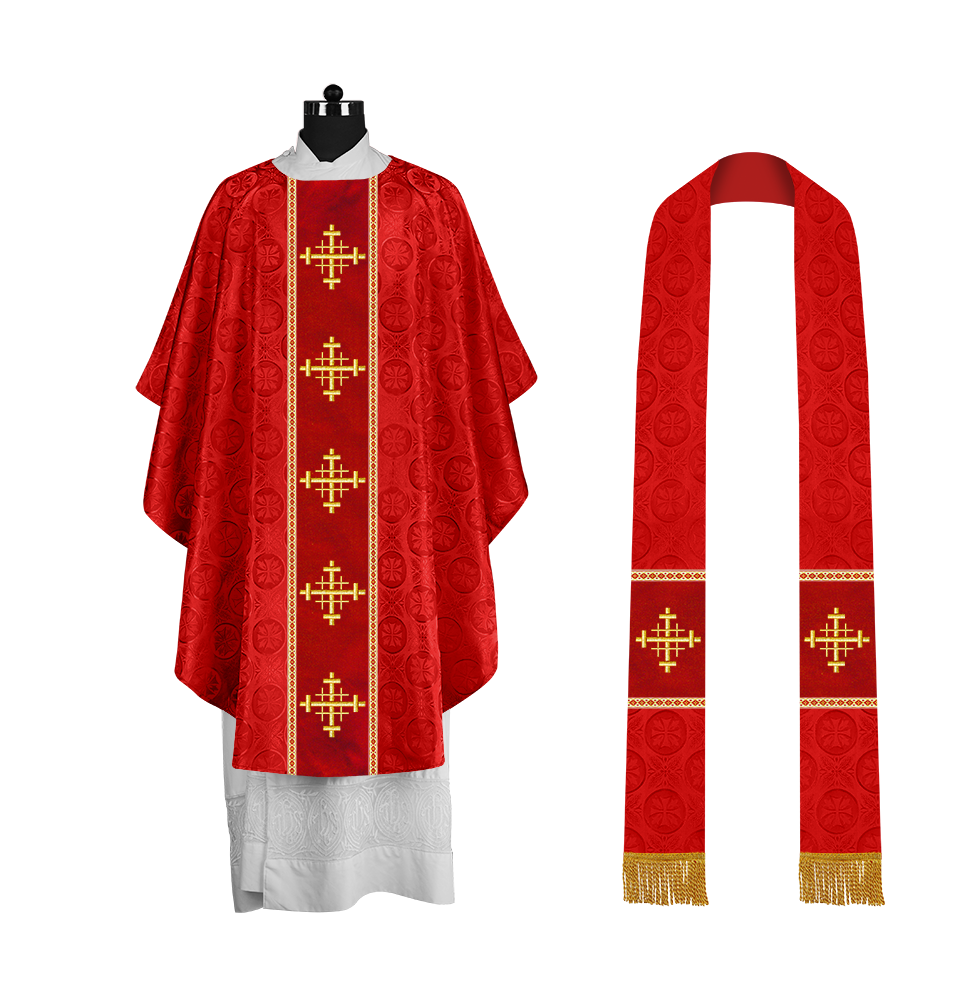 Liturgical Gothic Chasuble with Embroidered Cross Motif