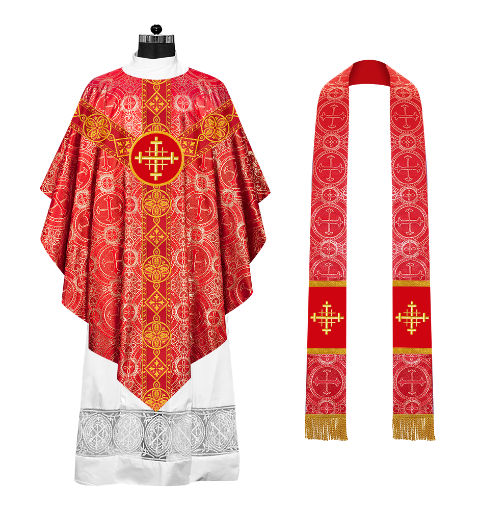 Pugin Style Chasuble with Embroidered Orphrey