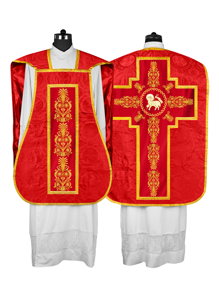 Elegant Roman Fiddleback Chasuble Vestment - Victoria Collection