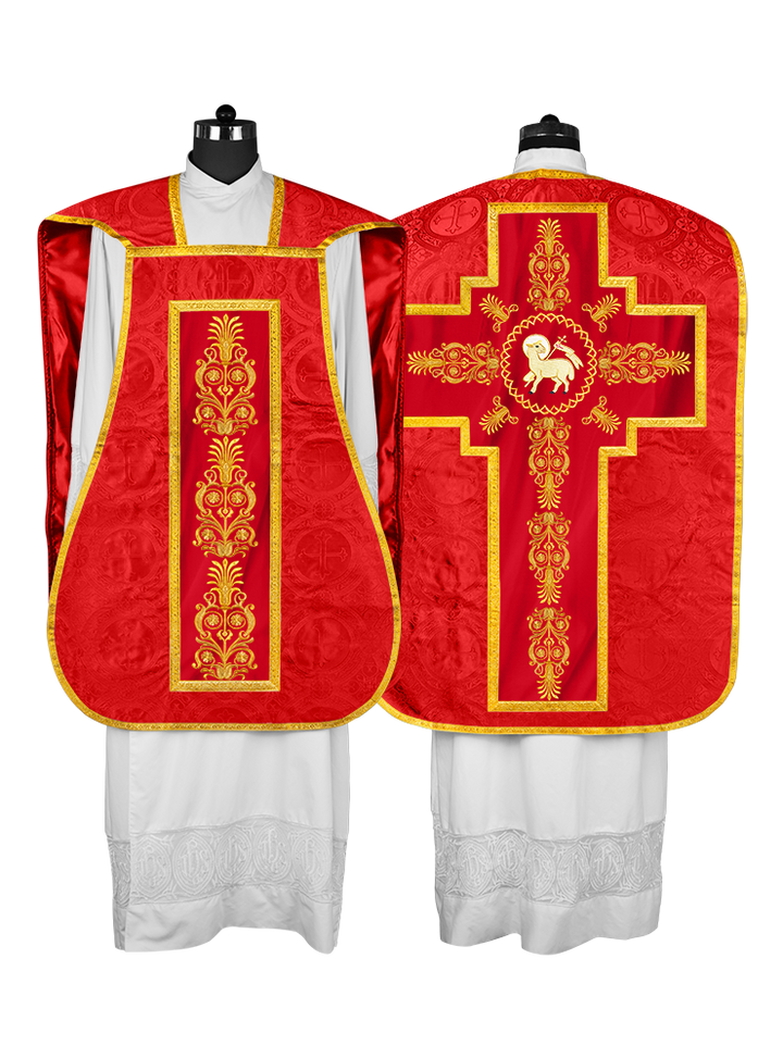 Elegant Roman Fiddleback Chasuble Vestment - Victoria Collection