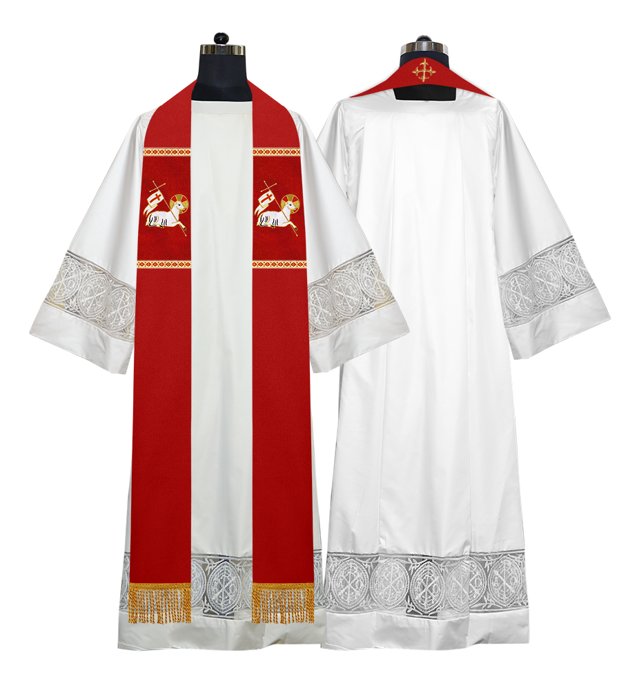 Embroidered Lamb Liturgical Clergy Stole