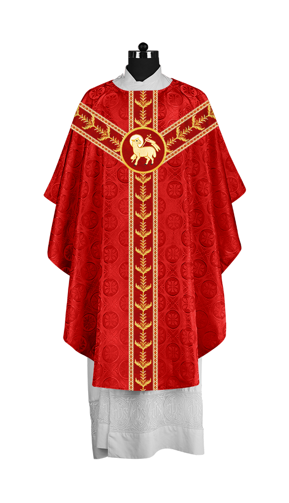 Embroidered Gothic Chasuble with Intricate Liturgical Detailing