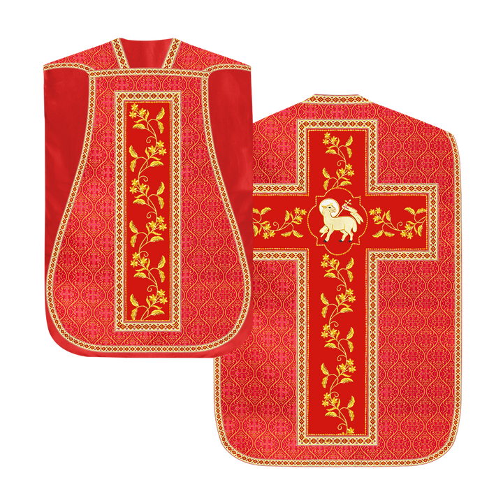 Roman Chasuble vestment with Floral Design and Trims