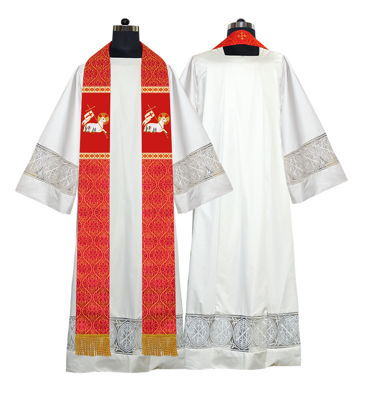 Embroidered Lamb Liturgical Clergy Stole