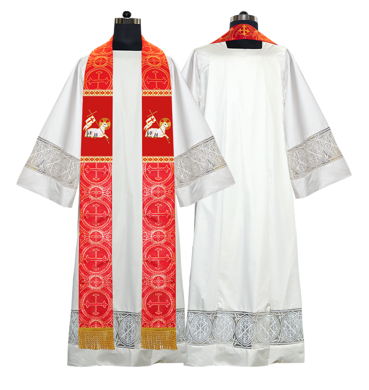 Embroidered Lamb Liturgical Clergy Stole