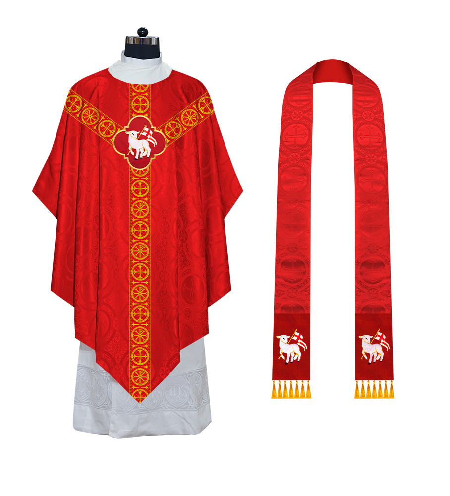 Pugin Gothic Chasuble with Designer Orphrey - Elegant Catholic Vestment