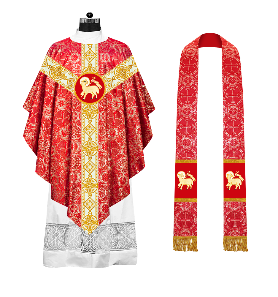 Pugin Style Chasuble with Embroidered Orphrey