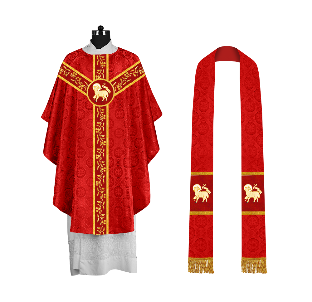 Gothic Chasuble with Embroidered Orphrey and Motifs