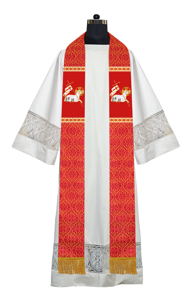 Embroidered Lamb Liturgical Clergy Stole