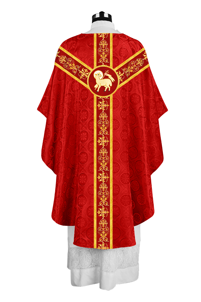 Ornate Priest Chasuble Vestment with Liturgical Embroidered Trims