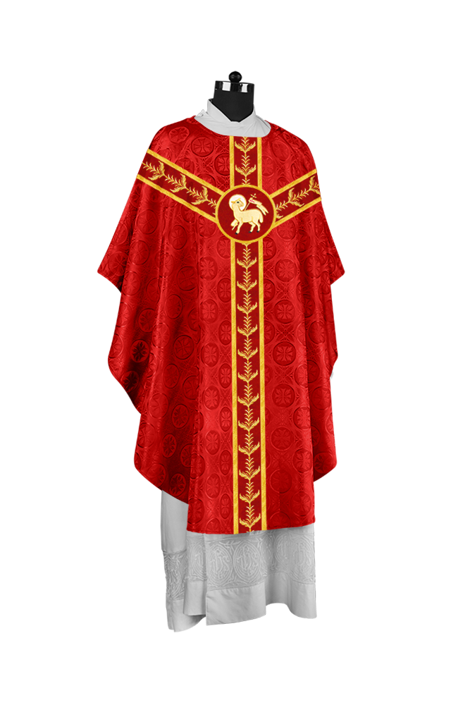 Gothic Style Priest Chasuble with Exquisite Embroidered Trims
