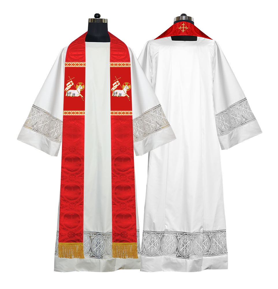 Embroidered Lamb Liturgical Clergy Stole