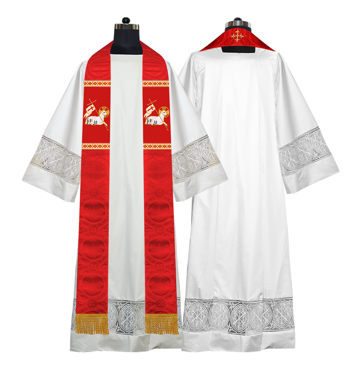 Embroidered Lamb Liturgical Clergy Stole