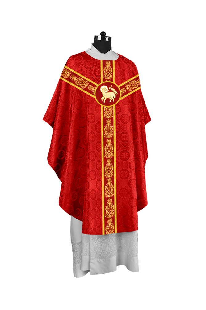 Handcrafted Gothic Chasuble with Traditional Embroidered Orphrey