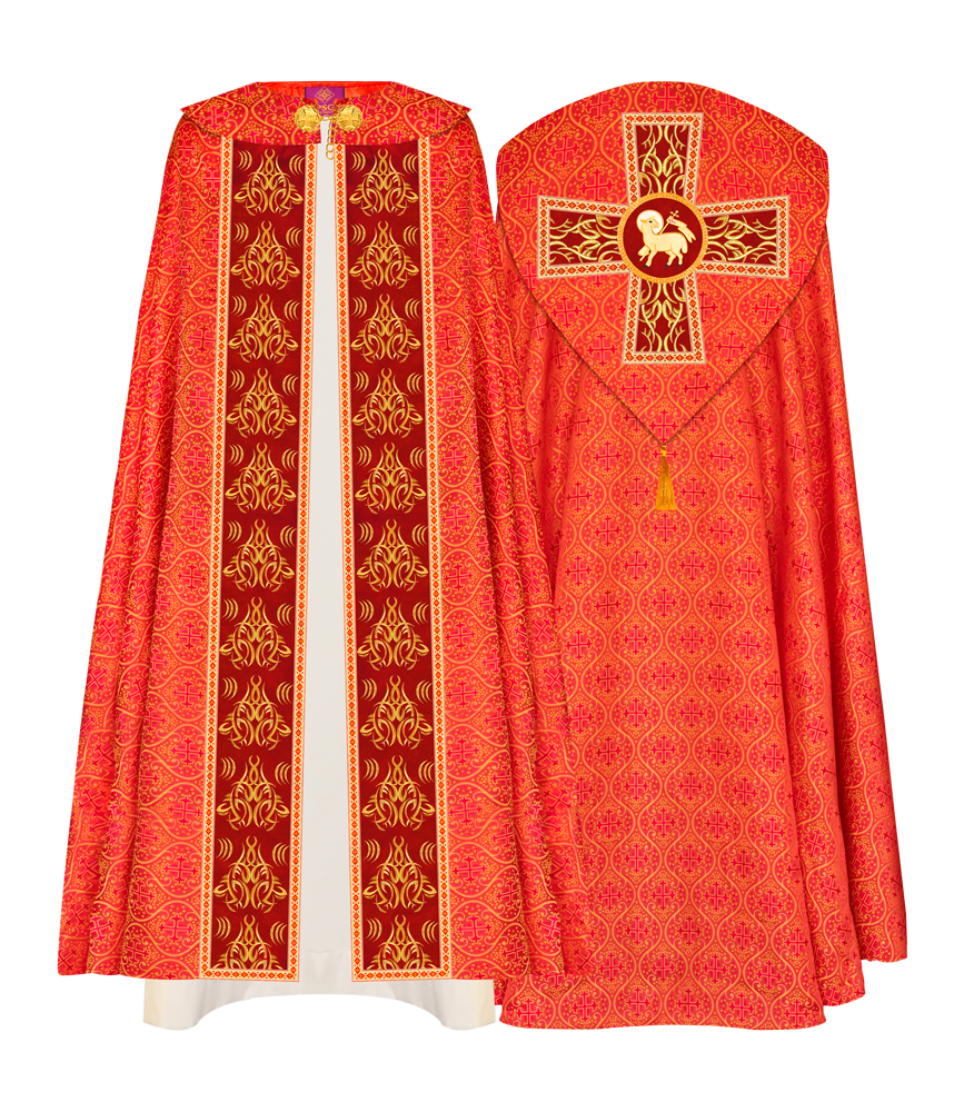 GOTHIC COPE VESTMENTS WITH LITURGICAL EMBROIDERY AND TRIMS