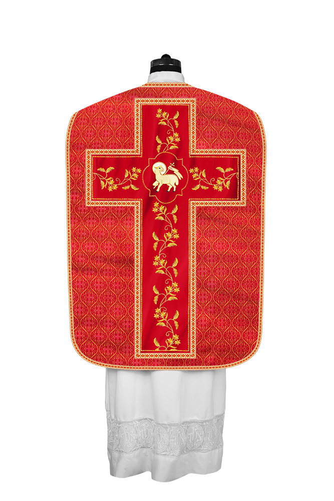 Roman Chasuble vestment with Floral Design and Trims