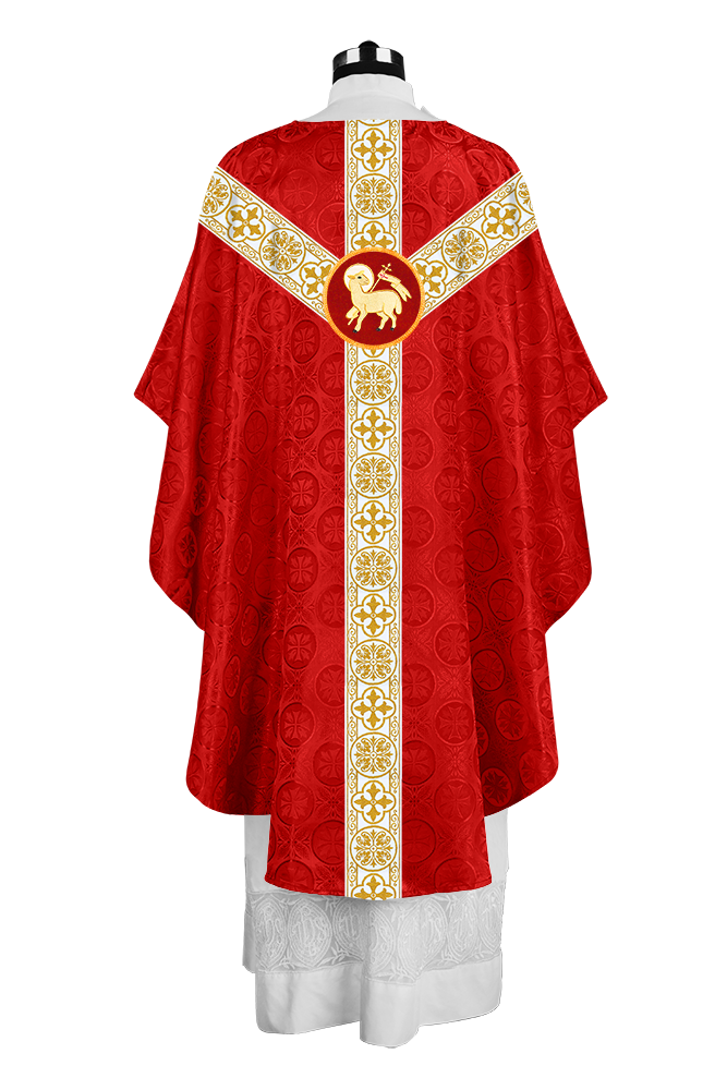 Priest Chasuble with Classic Braided Orphrey and Trims