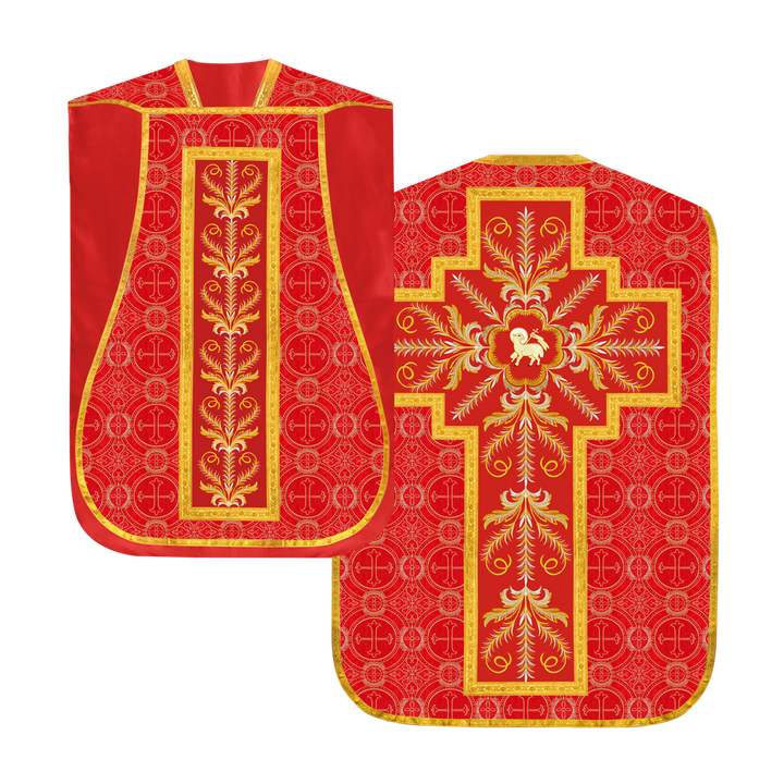 Set of Four Roman Chasuble with liturgical motifs