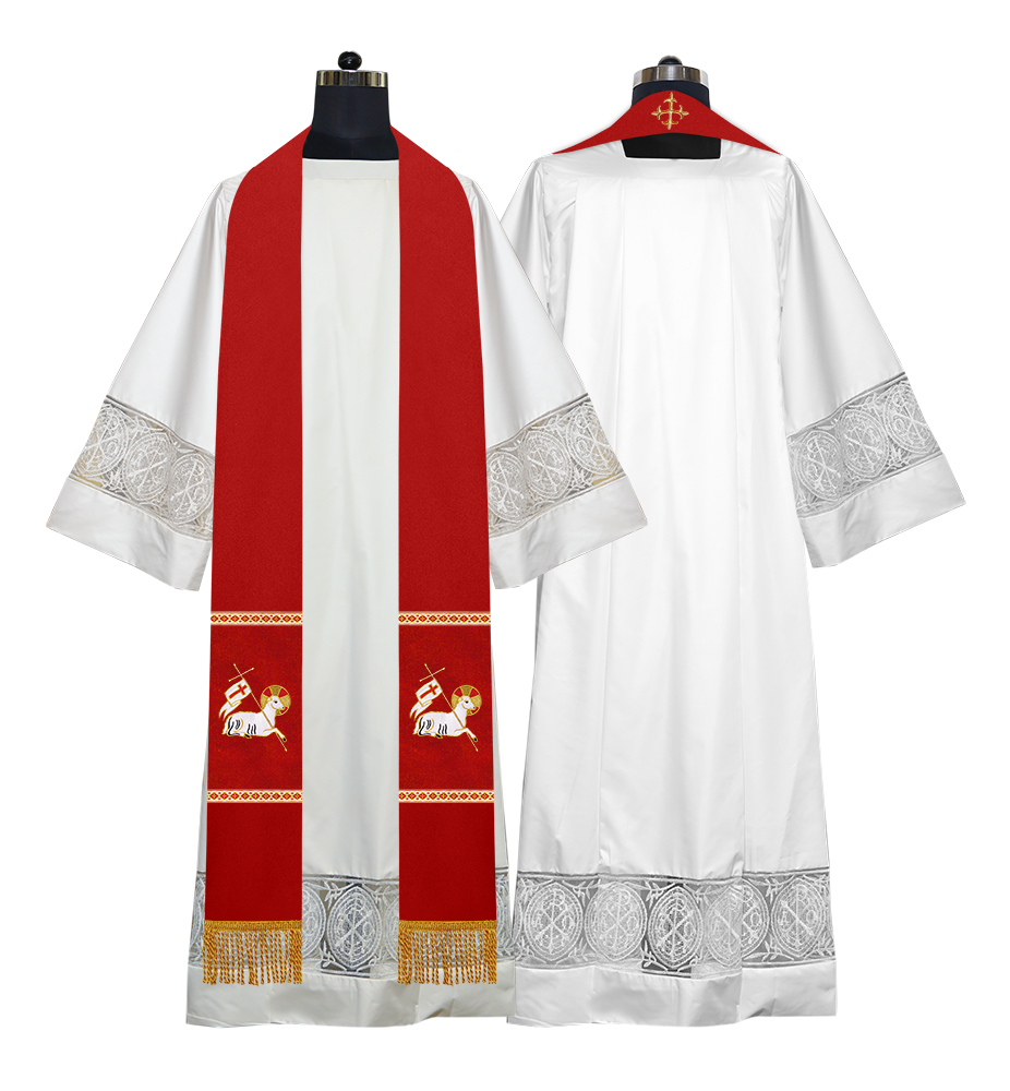 Embroidered Lamb Liturgical Clergy Stole