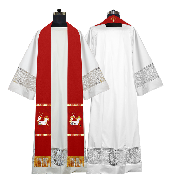 Embroidered Lamb Liturgical Clergy Stole