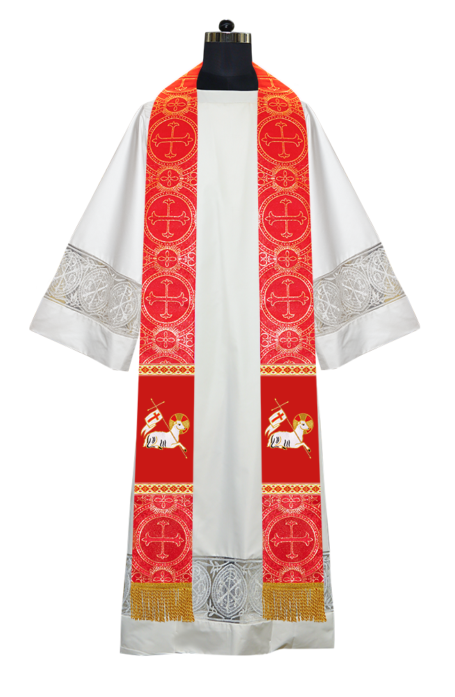 Embroidered Lamb Liturgical Clergy Stole