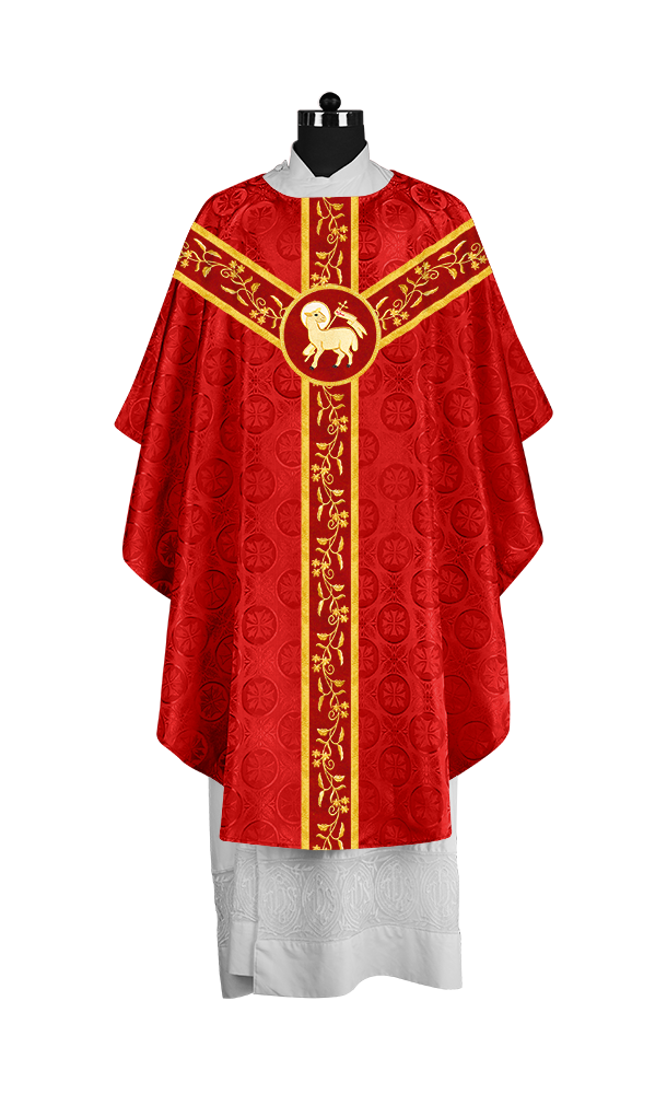 Gothic Chasuble with Embroidered Orphrey and Motifs