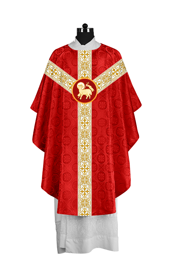Priest Chasuble with Classic Braided Orphrey and Trims