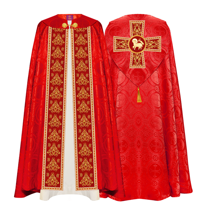 GOTHIC COPE VESTMENTS WITH LITURGICAL EMBROIDERY AND TRIMS
