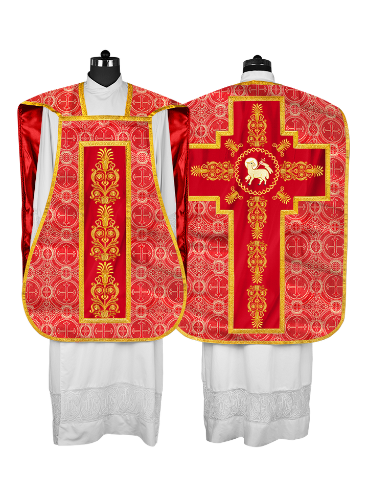Elegant Roman Fiddleback Chasuble Vestment - Victoria Collection