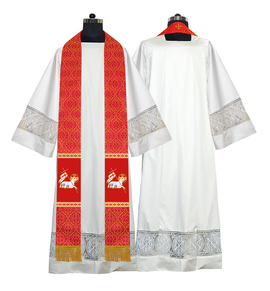 Embroidered Lamb Liturgical Clergy Stole