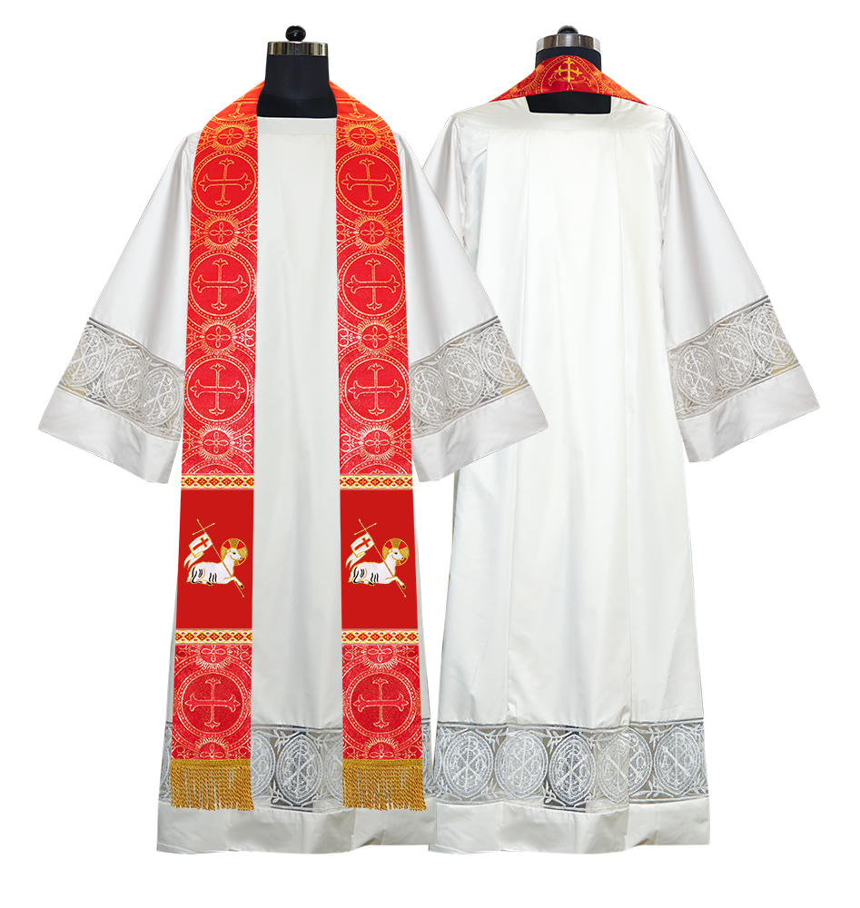 Embroidered Lamb Liturgical Clergy Stole