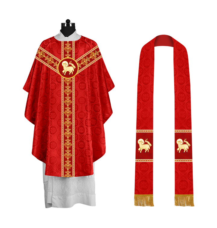 Ornate Gothic Chasuble with Y-type Embroidered Orphrey