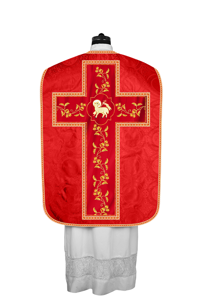 Roman Chasuble vestment with Floral Design and Trims