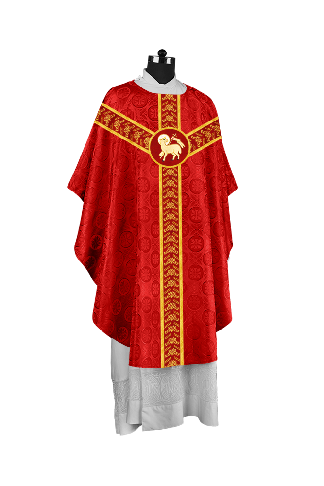 Traditional Gothic Chasuble Vestment with Embroidered Orphrey