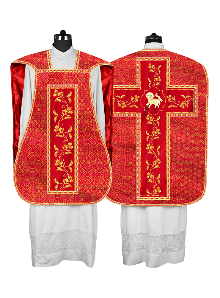 Roman Chasuble vestment with Floral Design and Trims