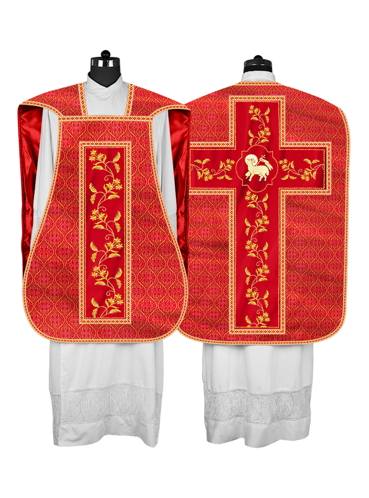 Roman Chasuble vestment with Floral Design and Trims