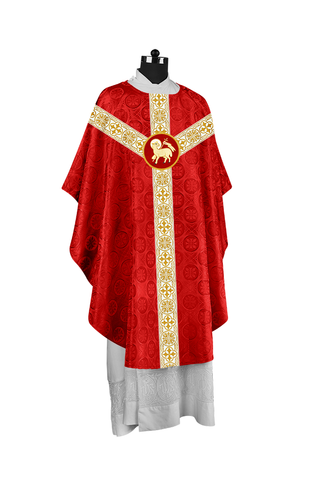 Priest Chasuble with Classic Braided Orphrey and Trims