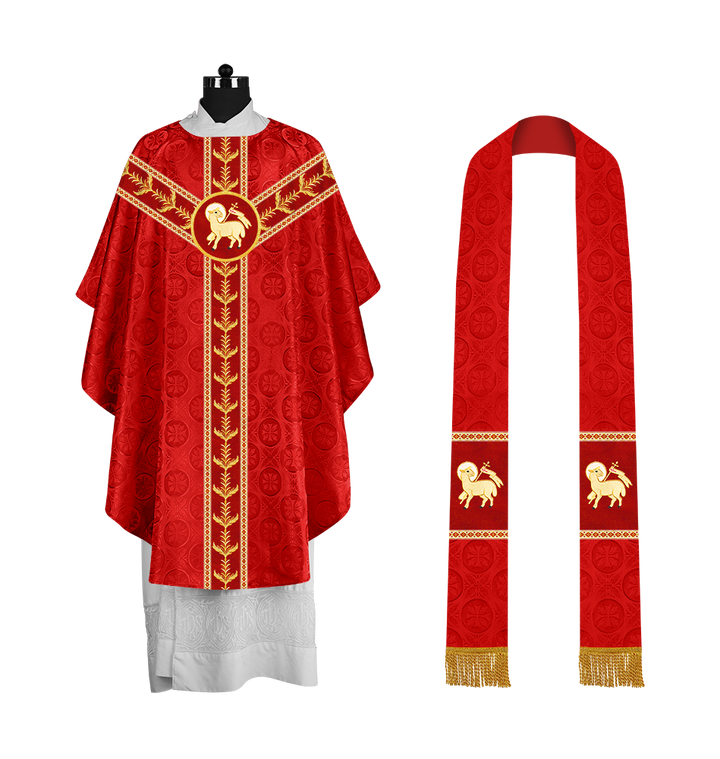 Embroidered Gothic Chasuble with Intricate Liturgical Detailing