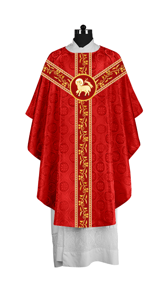 Traditional Gothic Chasuble Vestment with Floral Embroidery & Trims