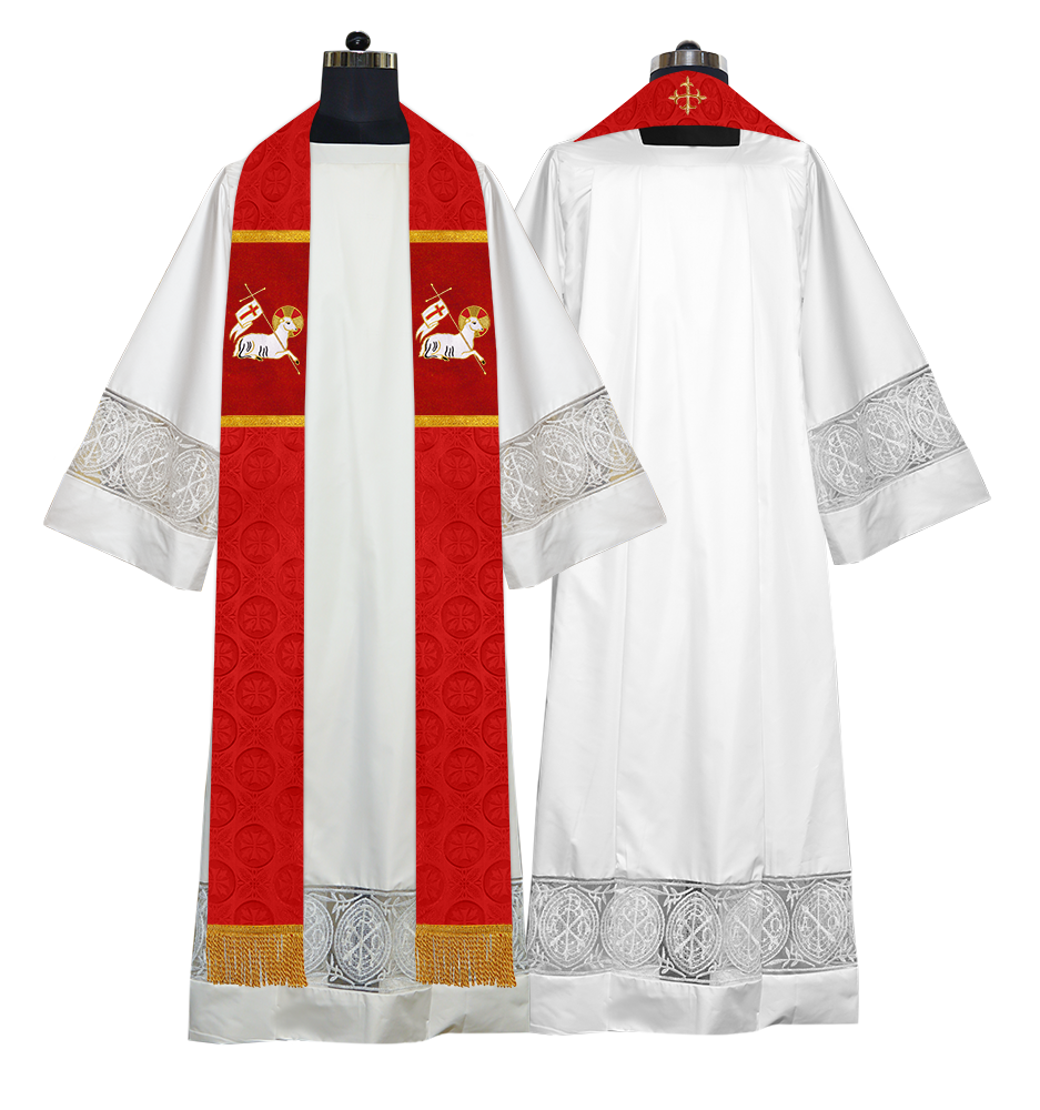 Clergy Stole with Embroidered Liturgical Motif
