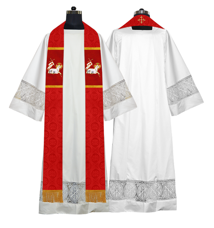 Clergy Stole with Embroidered Liturgical Motif