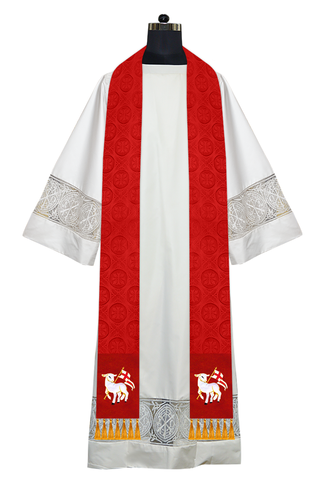 Ordination Stole with Embroidered Spiritual Motif