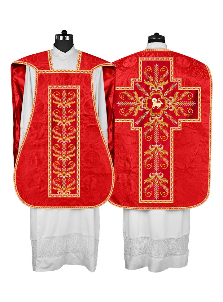 Roman Chasuble Vestment with Detailed Orphrey