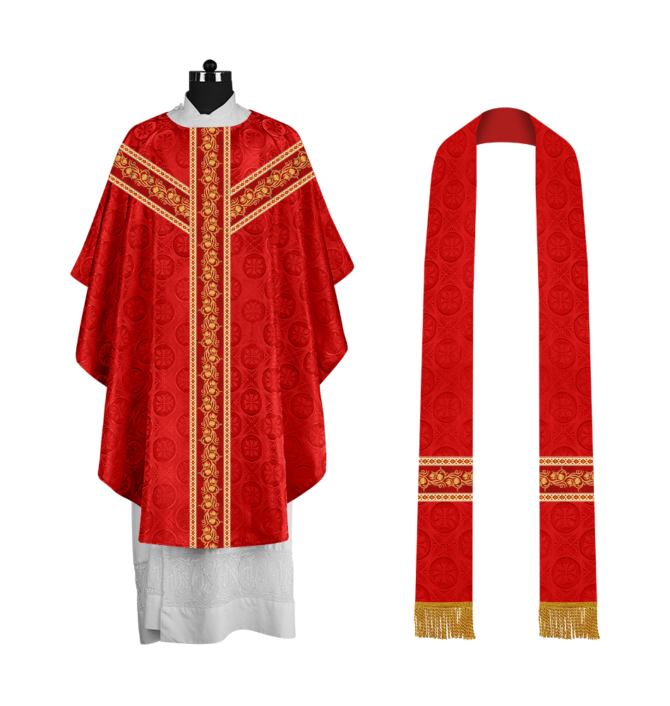 Priest Gothic Chasuble with Grapes Embroidered Orphrey