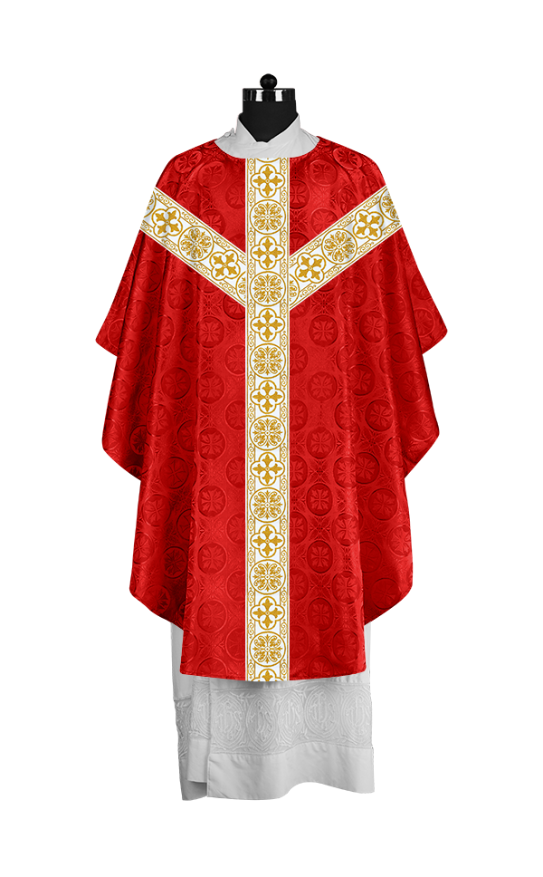 Priest Chasuble with Classic Braided Orphrey and Trims