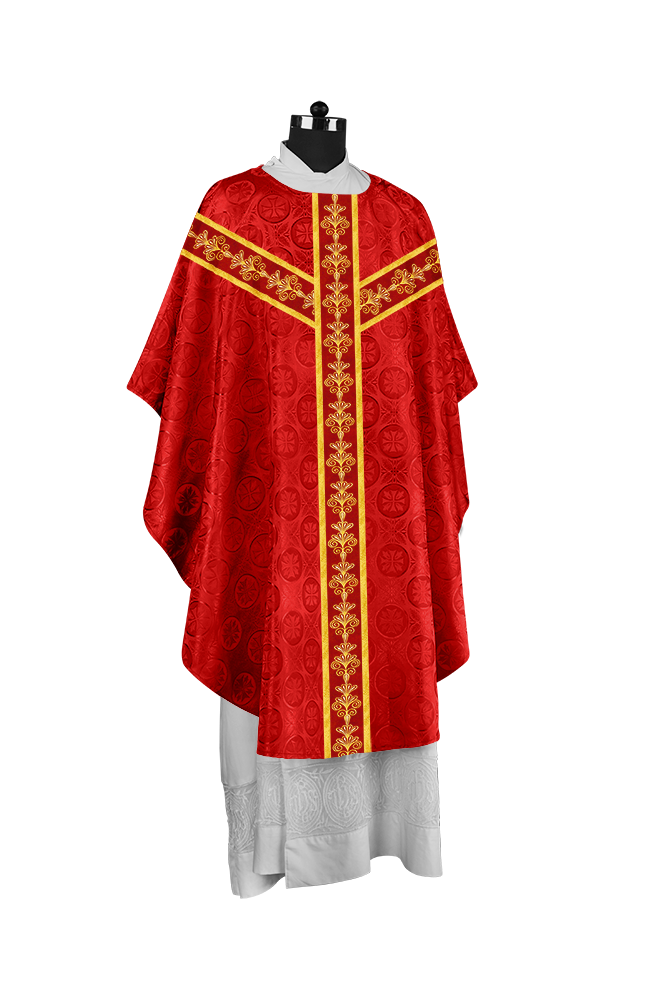 Priest Chasuble Vestment with Liturgical Embroidered Motif